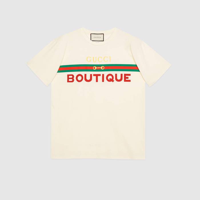 유럽직배송 구찌 티셔츠 GUCCI Women&#039;s Gucci Boutique print T-shirt 615044XJCKY7136