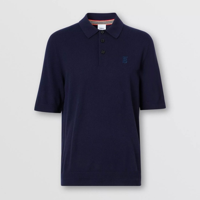 유럽직배송 버버리 남성 모노그램 캐시미어 폴로셔츠 네이비 BURBERRY Man Monogram Motif Cashmere Polo Shirt 80292451