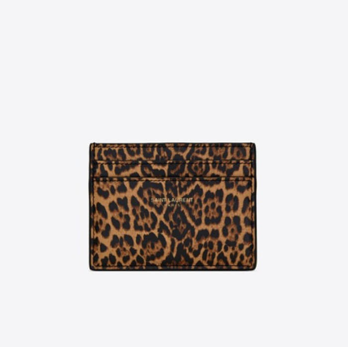 유럽직배송 입생로랑 SAINT LAURENT Card case in leopard-print leather 37077912S0J2673