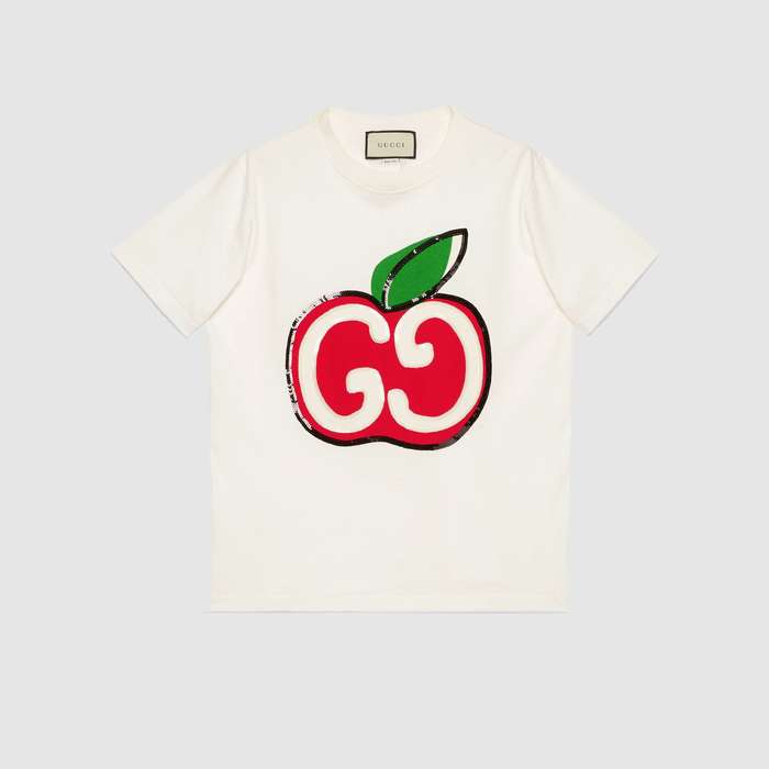 유럽직배송 구찌 GUCCI T-shirt with GG apple print 580762XJB7U9381