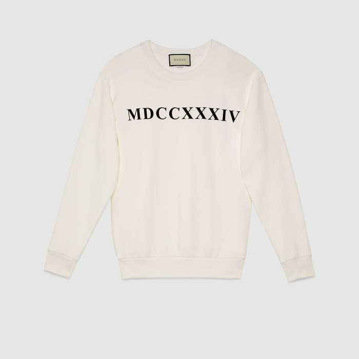 유럽직배송 구찌 GUCCI Oversize sweatshirt with MDCCXXXIV print 469250XJCCN9207