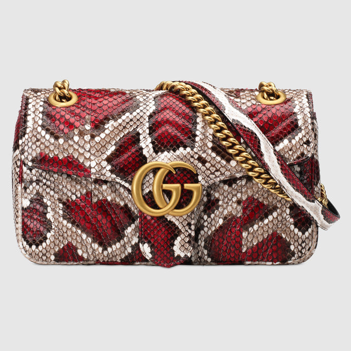 유럽직배송 구찌 GUCCI Gucci GG Marmont small python shoulder bag 443497LXODT9048