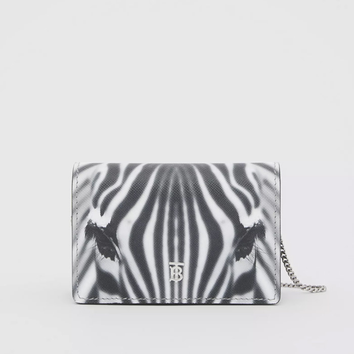 유럽직배송 버버리 디태처블 스트랩 지브라 프린트 레더 카드 케이스 BURBERRY Zebra Print Leather Card Case with Detachable Strap 80281391