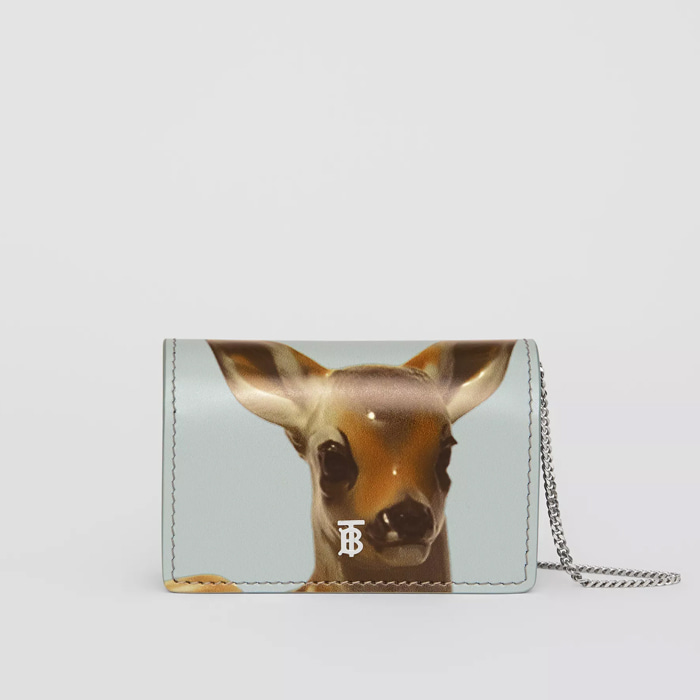 유럽직배송 버버리 디태처블 스트랩 디어 모티프 가죽 카드 케이스 BURBERRY Deer Motif Leather Card Case with Detachable Strap 80127761