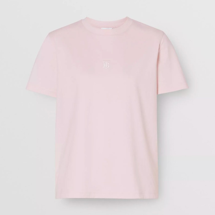 유럽직배송 버버리 여성 모노그램 모티프 코튼 티셔츠 앨러배스터 핑크 BURBERRY Woman Monogram Motif Cotton T-shirt 80151871
