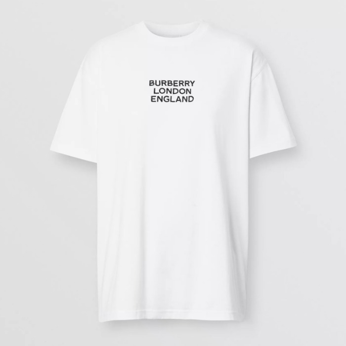 유럽직배송 버버리 여성 엠브로이더리 오버사이즈 티셔츠 화이트 BURBERRY Woman Embroidered Logo Cotton Oversized T-shirt 80211761