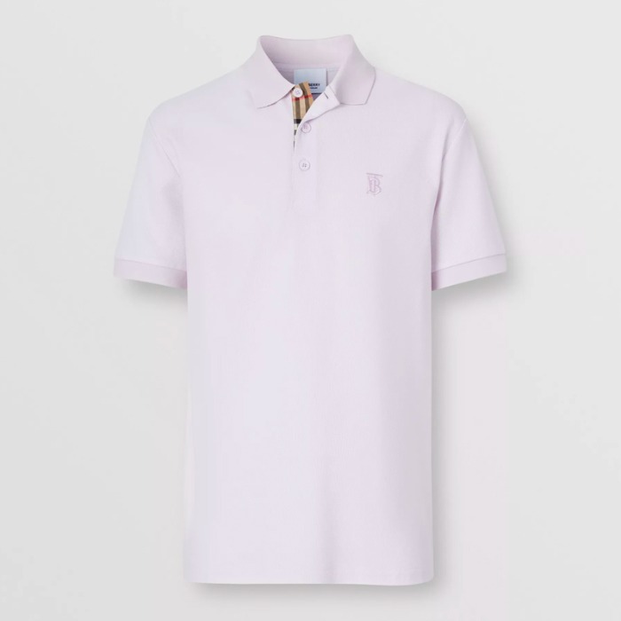 유럽직배송 버버리 남성 모노그램 모티프 코튼 피케 폴로셔츠 페일 티슬 BURBERRY Man Monogram Motif Cotton Piqué Polo Shirt 80295191
