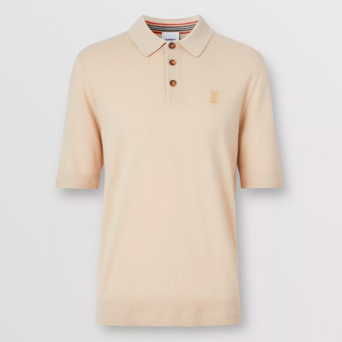 유럽직배송 버버리 남성 모노그램 캐시미어 폴로셔츠 소프트 폰 BURBERRY Man Monogram Motif Cashmere Polo Shirt 80292461