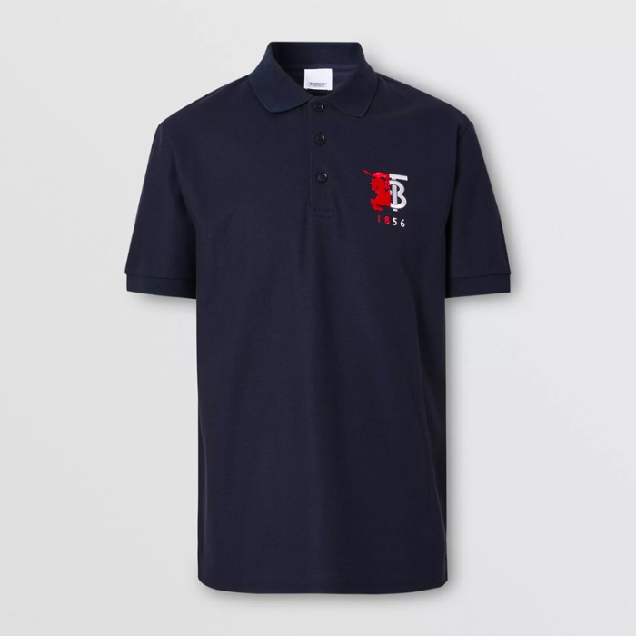 유럽직배송 버버리 남성 컨트라스트 로고 그래픽 코튼 피케 폴로셔츠 네이비 BURBERRY Man Contrast Logo Graphic Cotton Piqué Polo Shirt 80257551
