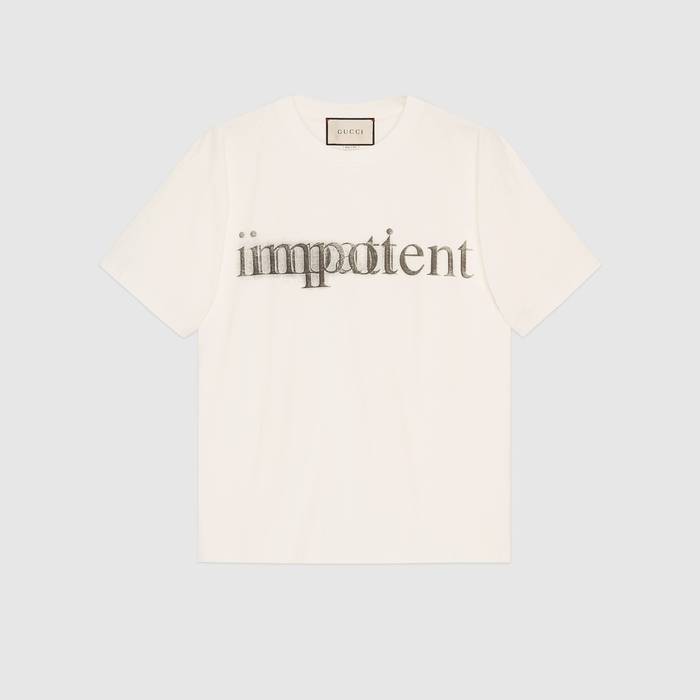 유럽직배송 구찌 GUCCI Gucci &#039;impatient/impotent&#039; print oversize T-shirt 616036XJCXE9127