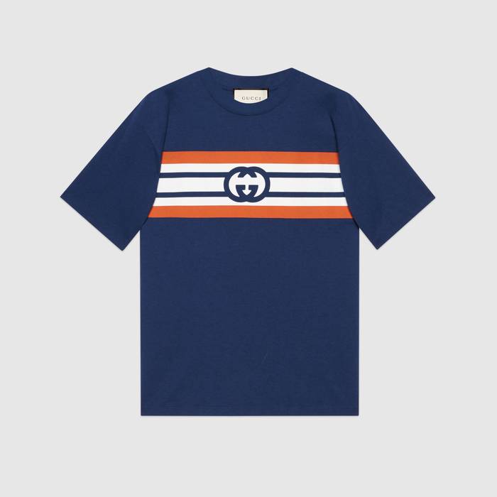 유럽직배송 구찌 GUCCI Gucci Interlocking G stripe print T-shirt 616036XJDAG4684