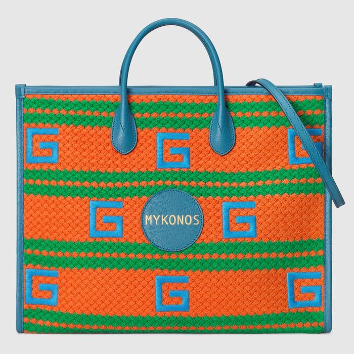 유럽직배송 구찌 GUCCI Gucci Mykonos striped tote bag 663709JFILG8071