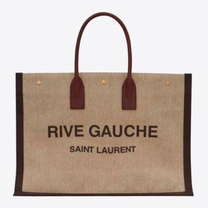유럽직배송 입생로랑 SAINT LAURENT rive gauche tote bag in printed linen and leather 4992902MF3W2076