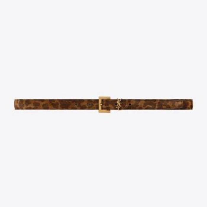 유럽직배송 입생로랑 SAINT LAURENT monogram thin belt with square buckle in leopard-print suede 5544652VJ0W2361