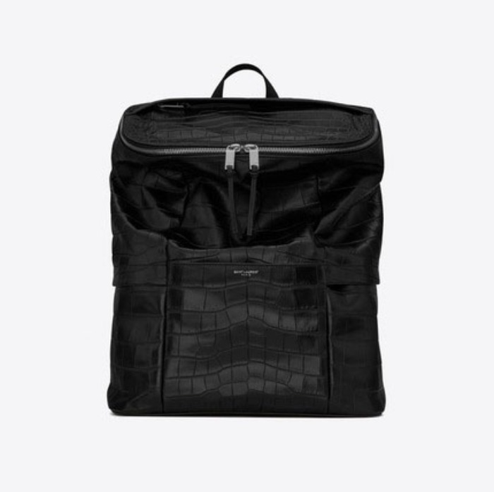 유럽직배송 입생로랑 SAINT LAURENT SID backpack in crocodile-embossed matte leather and nylon 608296DZENE1000
