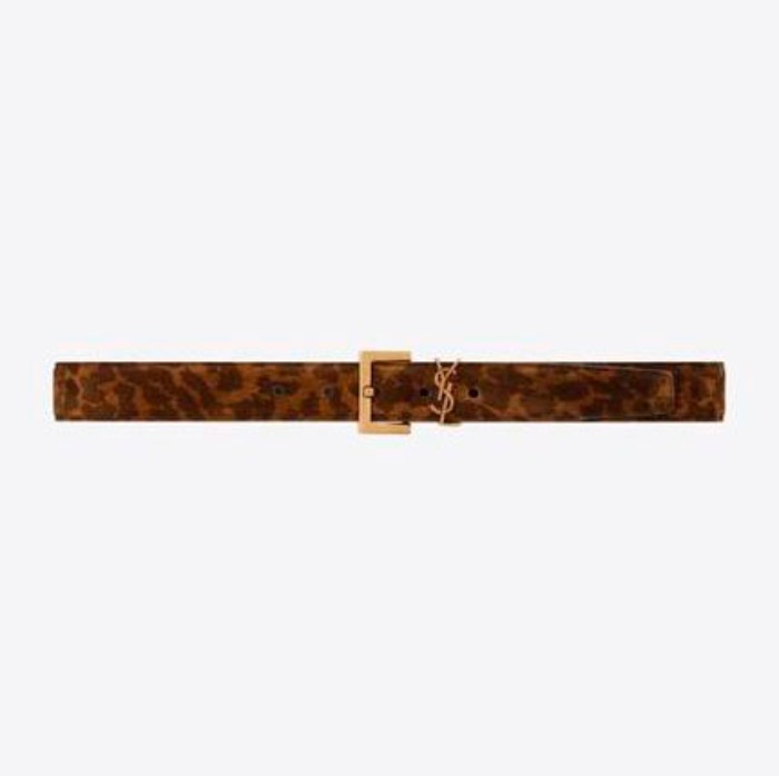 유럽직배송 입생로랑 SAINT LAURENT monogram belt with square buckle in leopard-print suede 6344372VJ0W2361
