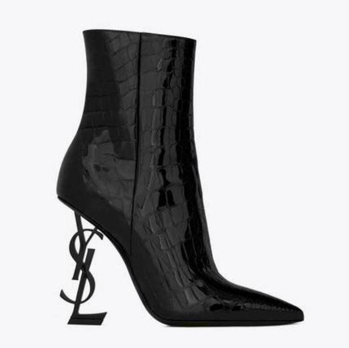 유럽직배송 입생로랑 앵클부츠 SAINT LAURENT opyum ankle boots in alligator-embossed patent leather with black heel 63959910NVV1000