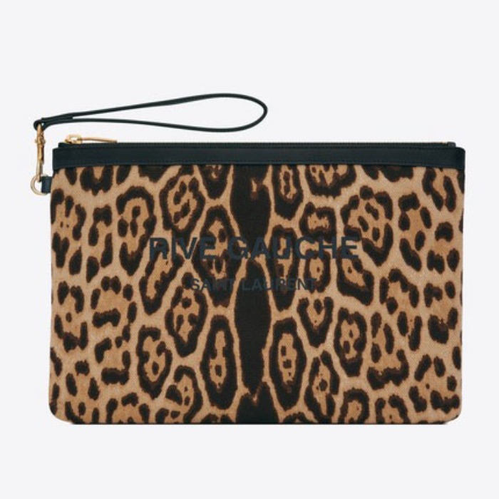유럽직배송 입생로랑 SAINT LAURENT RIVE GAUCHE zippered pouch in leopard-print canvas 565722H9M4J2681