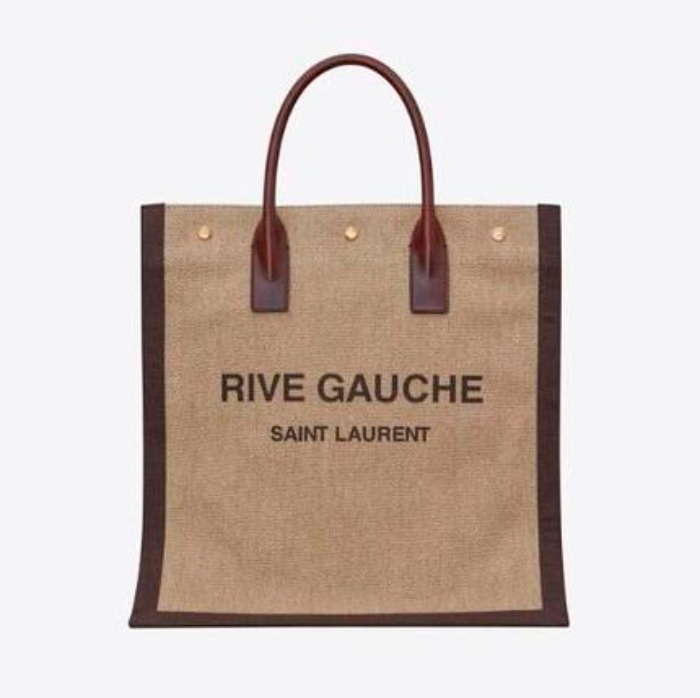유럽직배송 입생로랑 SAINT LAURENT rive gauche n/s tote bag in printed linen and leather 6316822MF3W2076