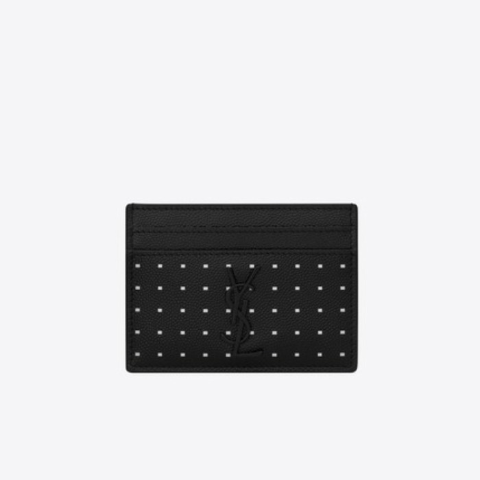 유럽직배송 입생로랑 SAINT LAURENT Monogram card case in grain de poudre embossed leather with dotted squares 3707781JCAU1070