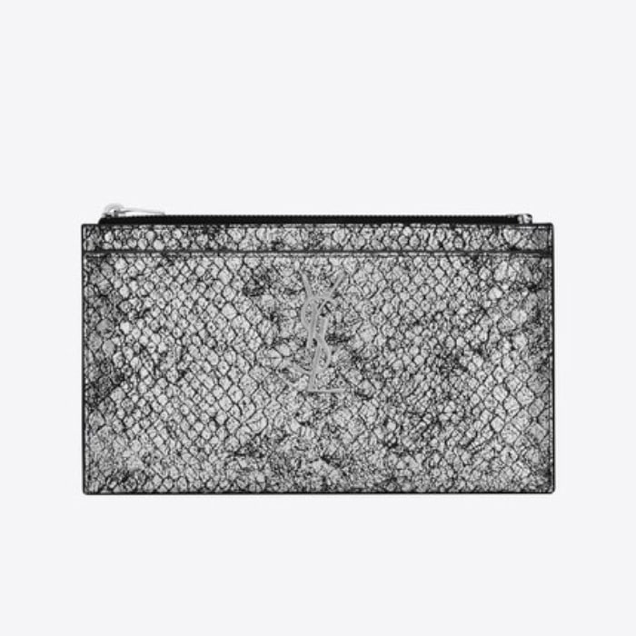 유럽직배송 입생로랑 SAINT LAURENT MONOGRAM bill pouch in lamé python-embossed leather 5541881KB0E1054