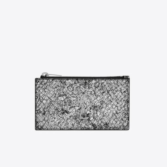 유럽직배송 입생로랑 SAINT LAURENT MONOGRAM FRAGMENTS zippered card case in lamé python-embossed leather 6115581KB0E1054