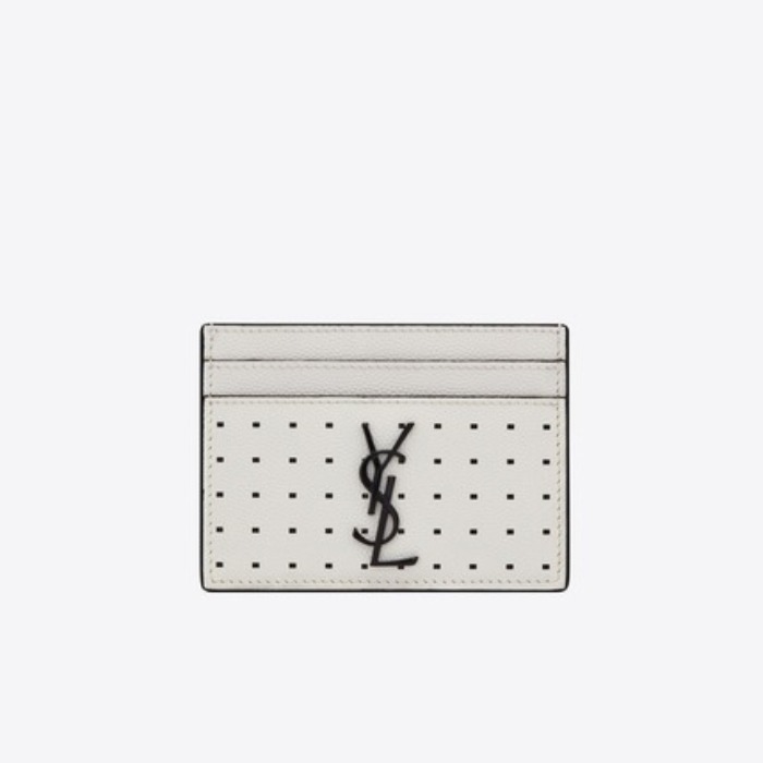 유럽직배송 입생로랑 SAINT LAURENT Monogram card case in grain de poudre embossed leather with dotted squares 3707781JCAU9065
