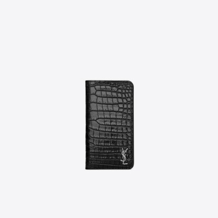 유럽직배송 입생로랑 SAINT LAURENT MONOGRAM iPhone XS case in crocodile embossed shiny leather 559368DND1N1000