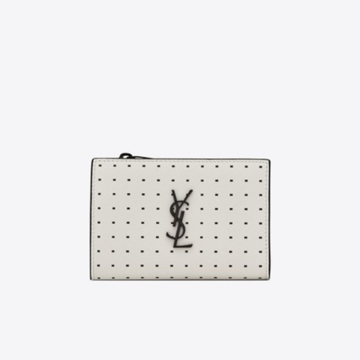 유럽직배송 입생로랑 SAINT LAURENT MONOGRAM two-part wallet in grain de poudre embossed leather with dotted squares 5841221JCAU9065