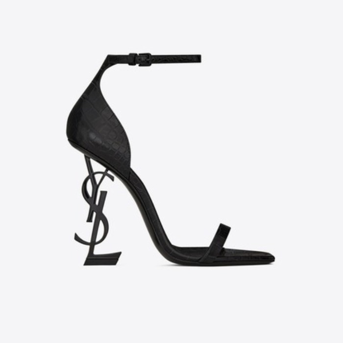 유럽직배송 입생로랑 SAINT LAURENT OPYUM sandals in crocodile embossed leather with black heel 56553306AVV1000