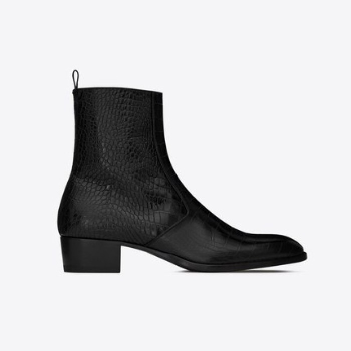 유럽직배송 입생로랑 SAINT LAURENT WYATT zipped boots in crocodile-embossed leather 54929106A001000