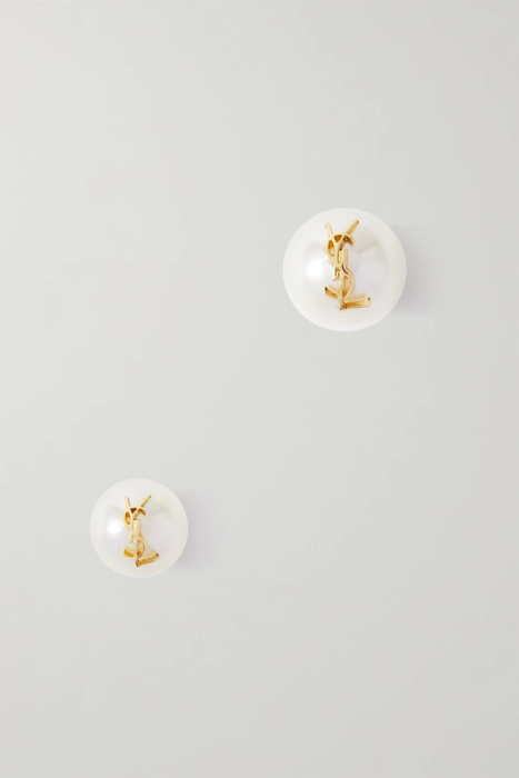 유럽직배송 생로랑 SAINT LAURENT Gold-tone faux pearl earrings 29419655932115096