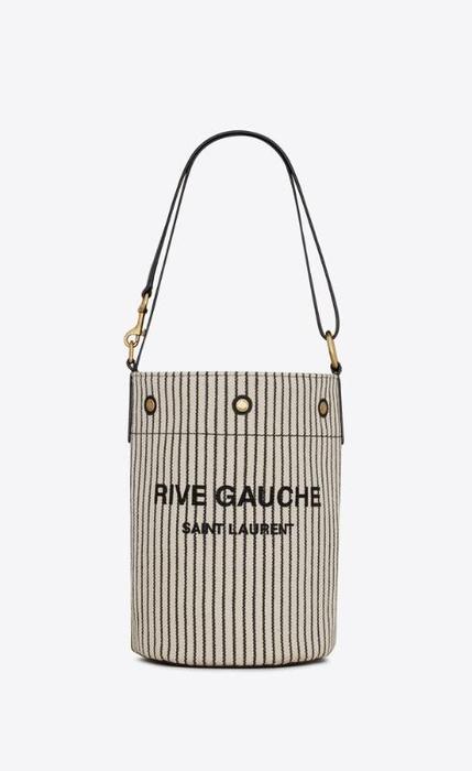 유럽직배송 입생로랑 리브고쉬 버킷백 SAINT LAURENT rive gauche bucket bag in striped canvas and leather 669299FAAE59583