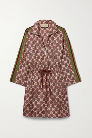 유럽직배송 구찌 미니원피스 GUCCI Webbing-trimmed printed silk mini dress 1647597277194567