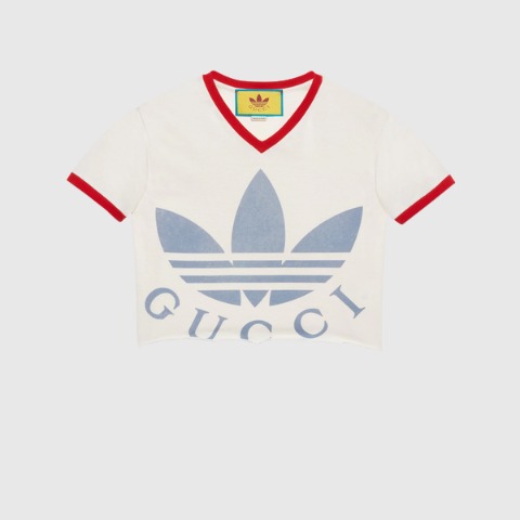 유럽직배송 구찌 티셔츠 GUCCI adidas x Gucci cropped T-shirt  693637XJEB19095