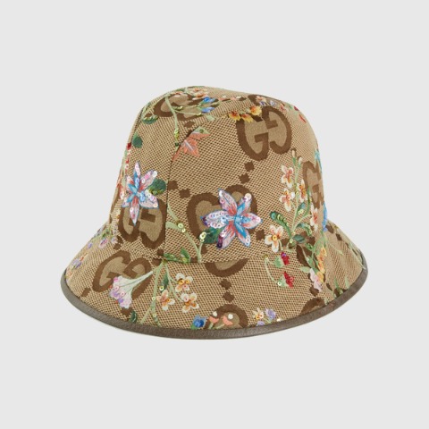 유럽직배송 구찌 버킷햇 GUCCI Jumbo GG fedora hat with floral embroidery 7018423HAJM2584