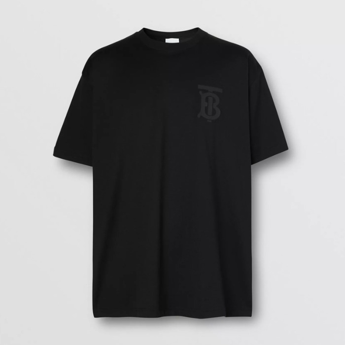 유럽직배송 버버리 남성 모노그램 모티프 코튼 오버사이즈 티셔츠 블랙 BURBERRY Man Monogram Motif Cotton Oversized T-shirt 80318691