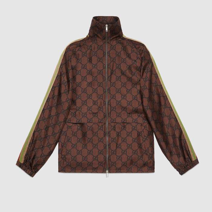 유럽직배송 구찌 집업 자켓 GUCCI GG Supreme print silk zip-up jacket 625007XJCL52138