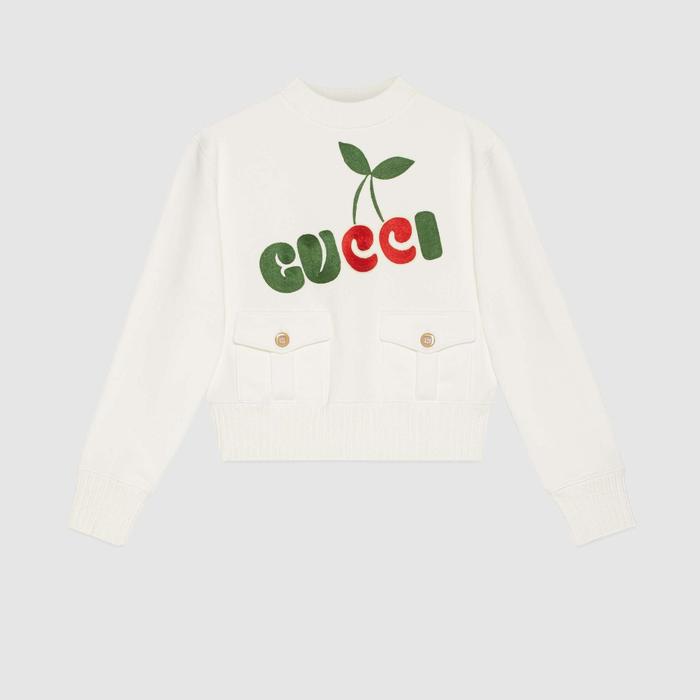 유럽직배송 구찌 GUCCI Gucci - Gucci cherry print cotton sweatshirt 644664XJDBX9088