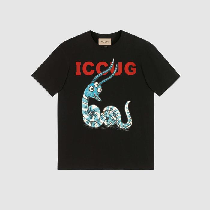 유럽직배송 구찌 GUCCI Gucci T-shirt with ICCUG animal print by Freya Hartas  548334XJDJW1082