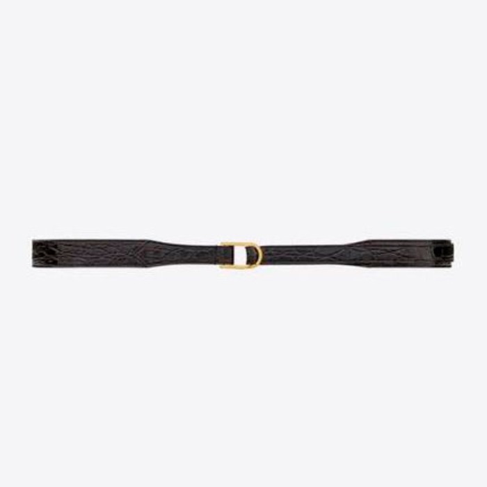유럽직배송 입생로랑 SAINT LAURENT d-ring buckle belt in crocodile-embossed leather 6698751ZQ0J2053