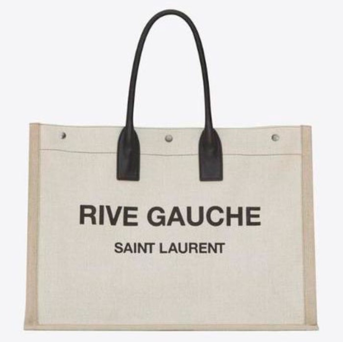 유럽직배송 입생로랑 SAINT LAURENT rive gauche tote bag in linen and leather 5094159J52E9280
