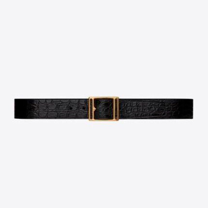 유럽직배송 입생로랑 SAINT LAURENT screen buckle belt in crocodile-embossed leather 6503281ZQ0J1000