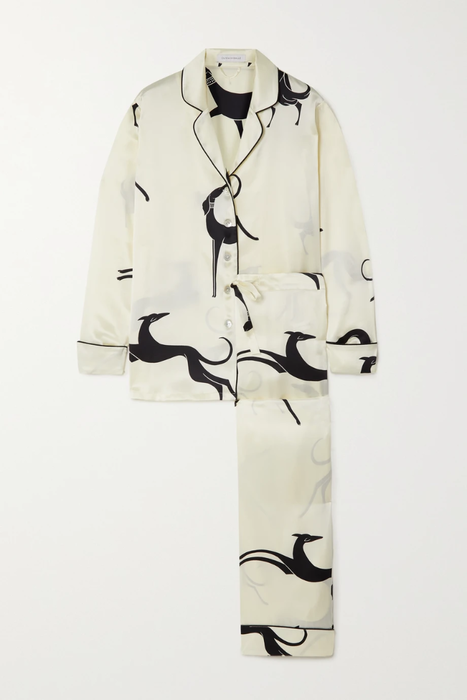 유럽직배송 올리비아본할 파자마 세트 OLIVIA VON HALLE Lila printed silk-satin pajama set 22250442026384050