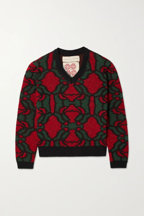 유럽직배송 루카뇨음딩기 스웨터 LUKHANYO MDINGI + The Vanguard metallic jacquard-knit cotton-blend sweater 20346390235883134
