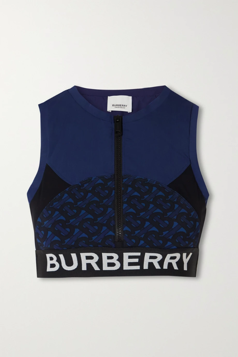 유럽직배송 버버리 스포츠브라 BURBERRY Paneled printed stretch-jersey sports bra 24772899113404575