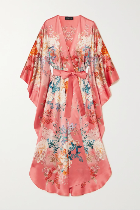 유럽직배송 MENG Floral-print silk-satin robe 27086482324339253