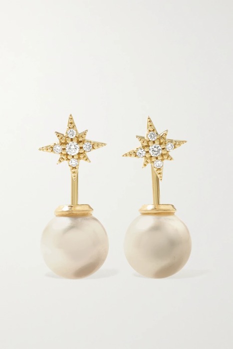 유럽직배송 미즈키 귀걸이 MIZUKI 14-karat gold, pearl and diamond earrings 4394988609263231