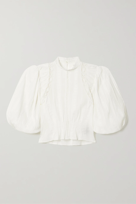유럽직배송 이자벨마랑에뚜왈 블라우스 ISABEL MARANT ÉTOILE Jassie lace-trimmed embroidered cotton-blend crepon blouse 24665545640578428