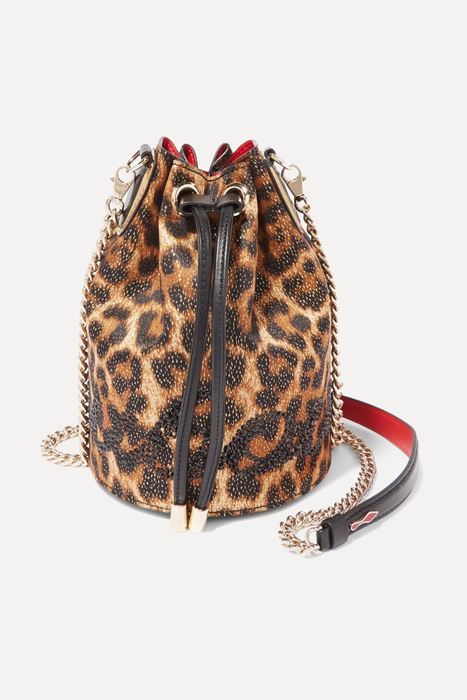 유럽직배송 크리스찬루부탱 버킷백 CHRISTIAN LOUBOUTIN Marie Jane embellished leopard-print Lurex and leather bucket bag 1890828707376132